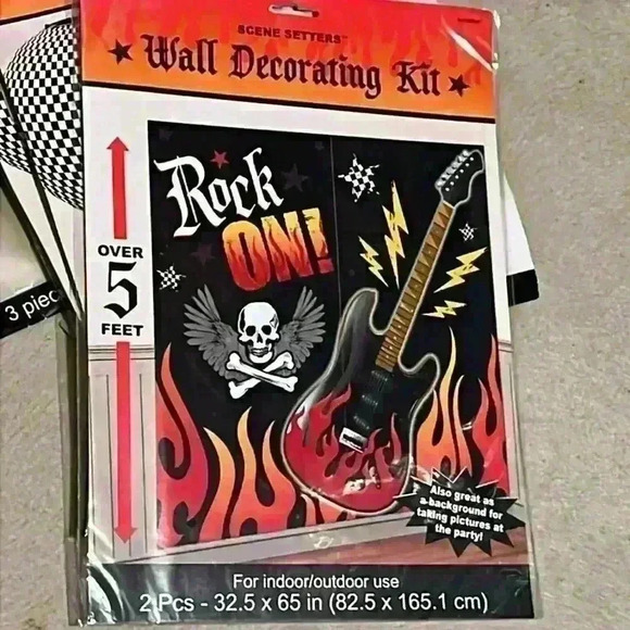 HUGE Rock N Roll Party Lot Decor Banner table toppers, scene setter lanterns - Picture 7 of 7